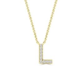 9K YELLOW GOLD 'L' 0.06 HI I1 DIAMOND NECKLACE 40+5cm
