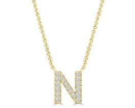 9K YELLOW GOLD 'N' 0.09 HI I1 DIAMOND NECKLACE 40+5cm