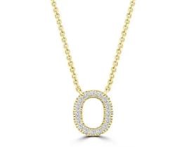 9K YELLOW GOLD 'O' 0.09 HI I1 DIAMOND NECKLACE 40+5cm