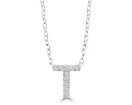 9K WHITE GOLD 'T' 0.06 HI I1 DIAMOND NECKLACE 40+5cm
