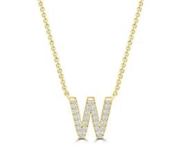 9K YELLOW GOLD 'W' 0.09 HI I1 DIAMOND NECKLACE 40+5cm
