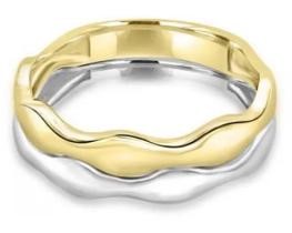 9K Yellow Gold & WHITE GOLD SOLID DOUBLEWAVE RING