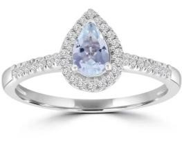 9K WH GLD 0.15CT HI I1 DIAMOND AQUAMARINE RING