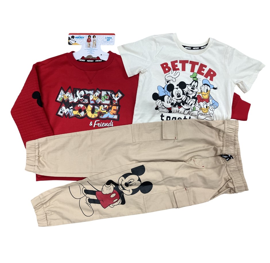 DISNEY 3pc Character Set, Size 5, Mickey Mouse, Incl: Tee, Pant & Sweatshir