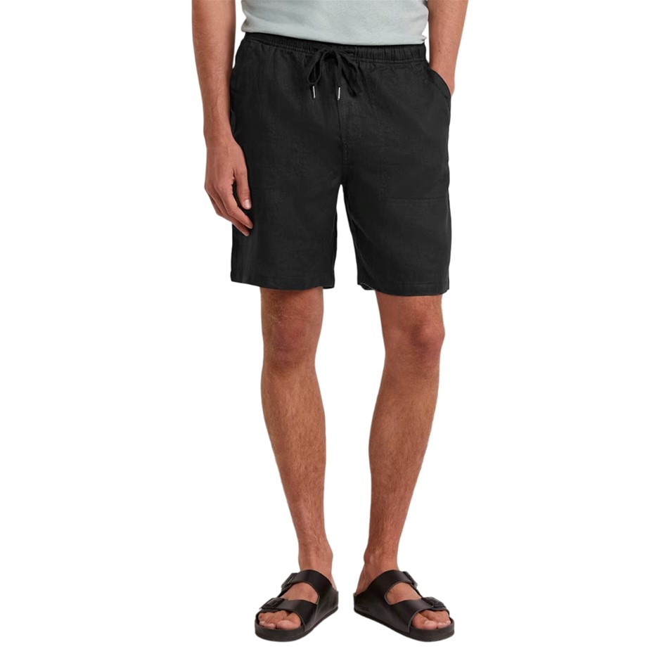 SABA Men's Linen Blend Short, Size XL, 55%Linen/45%Cotton, Washed Black, AG