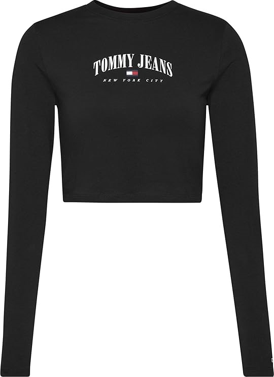 TOMMY JEANS Women's BBY Essential 2 Cropped Long Sleeve T-Shirt, Size XL, B