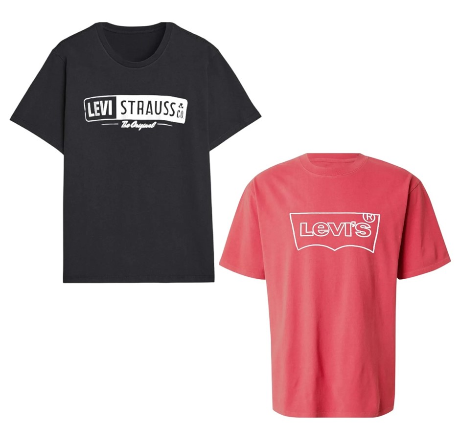 2 x LEVI'S Men's Tees, Size M, Black & Melon Red, 43121. NB: have been worn