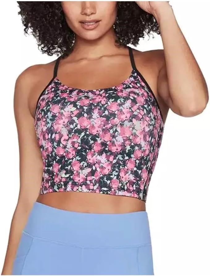 SKECHERS Women's Go Stretch Fantasy Fields Racerback Bra, Size L, Red/Black