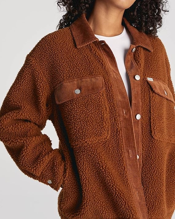 RIDERS By LEE Women's Teddy Shacket, Size 12, Toffee (266), 552289. RRP: $1