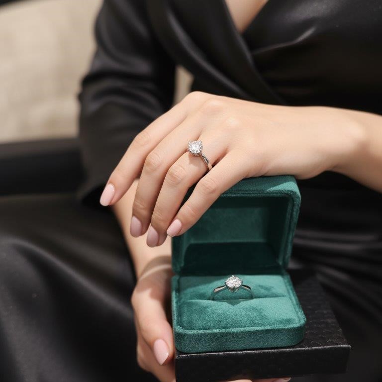 1.0ct GRA Moissanite White 18k Solid Yellow Gold Vermeil Ring -7US