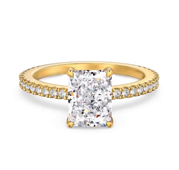 2ct Rectangle Cut Simulated Diamond 925 Silver Ring - Size 7