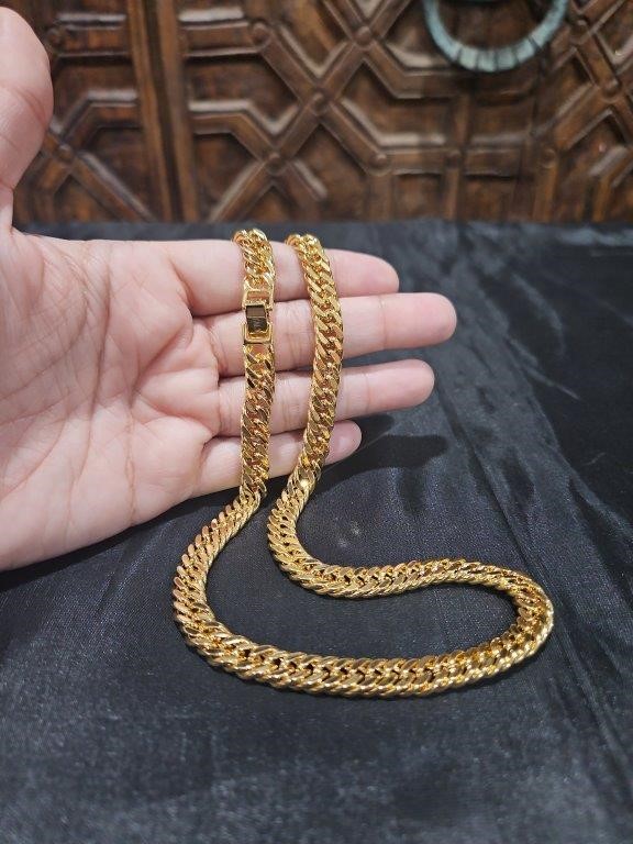 18k Italy Stamped Yellow Gold Filled Cuban Chain-Quality Guarantee-50cm-8mm
