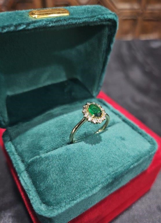 14K/Italy 1.5ct Green Oval Cut Yellow Gold Filled Ring Warranty Quality-7US