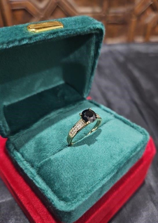 14K/Italy 1.0ct Black Yellow Gold Filled Ring (Stamped) -6US