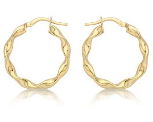 9K Yellow Gold Hexagon Huggies