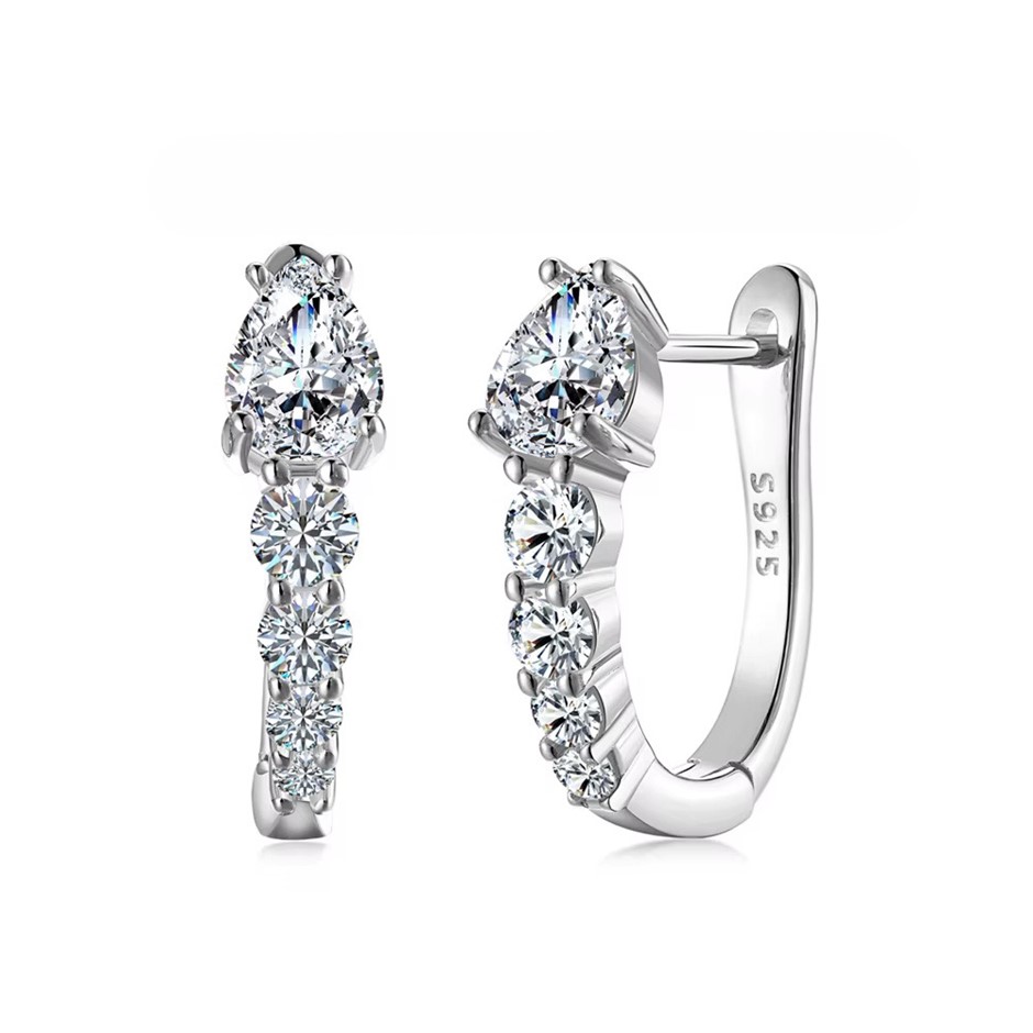 2.0ct Rectangle Cut GRA Certified Moissanite 925 Sterling Silver Earrings