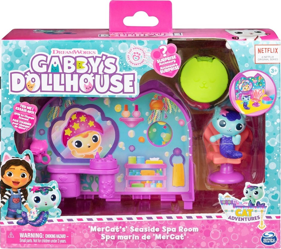 2 x DREAMWORKS GABBY'S DOLLHOUSE MerCat’s Spa Room Playset For 3yrs+.
