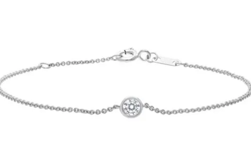 9K WHITE GOLD 0.15ct F VS ROUND LAB DIAMOND BRACELET 16-18cm