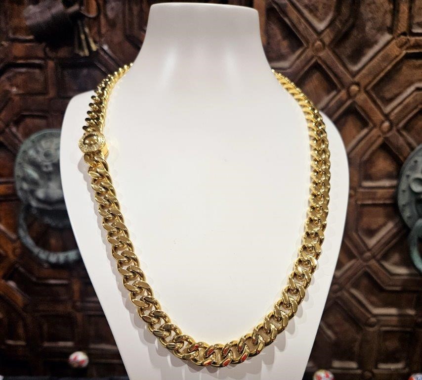 Italy 18K Triple Yellow Gold Plated Cuban Chain (18KGP/Italy)stamped-60cm