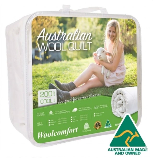 WOOLCOMFORT 200GSM Merino Wool Quilt, Size: Single