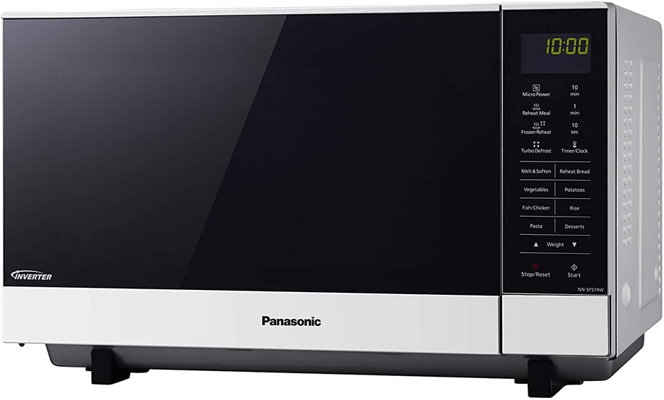 PANASONIC 27L Flatbed Inverter Microwave Oven, White, Model: NN-SF564WQPQ.