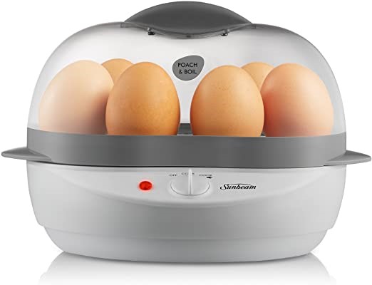 SUNBEAM EC1300 Poach and Boil Egg Cooker, Colour White. NB: Minor Use, dama