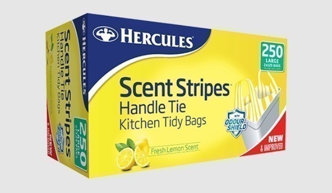 2 Boxes x HERCULES Handle Tie Kitchen Tidy Bags, 250 Count, Fresh Lemon Sce
