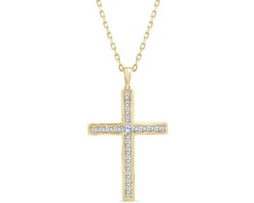 9K YELLOW GOLD 1.00ct F VS LAB DIAMOND CROSS NECKLACE 40-45cm