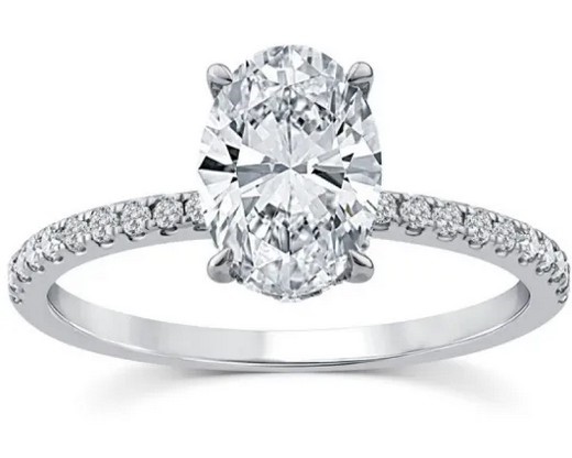 9K WHITE GOLD 1.75ct F VS LAB DIAMOND OVAL CLAW RING