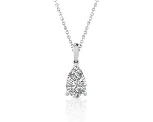 9K WHITE GOLD 2.00ct F VS LAB DIAMOND PEAR NECKLACE 40-45cm10.