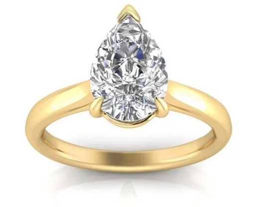 9K YELLOW GOLD 2.00ct F VS LAB DIAMOND PEAR 3 CLAW RING