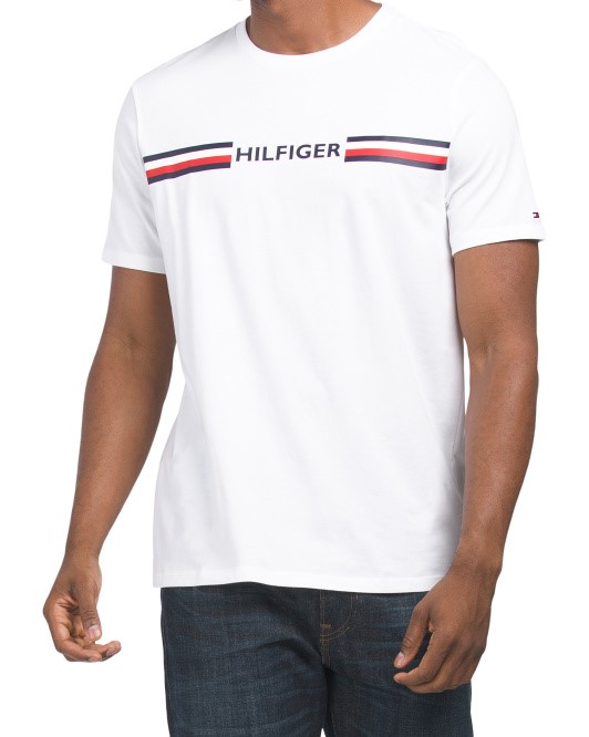 TOMMY HILFIGER Men's Clevelander Tee, Size 2XL, 100% Cotton, Optic White (Y
