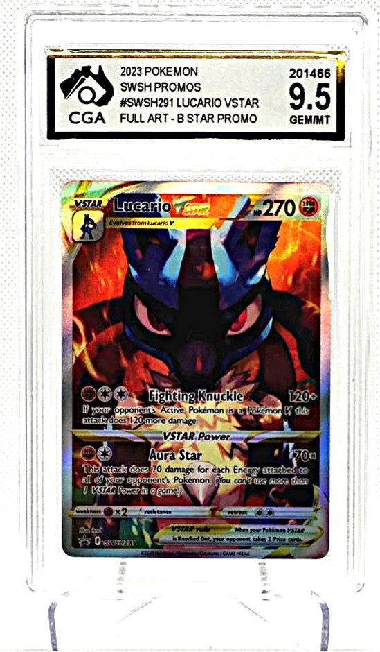 CGA 9.5 Gem Mint Lucario VSTAR SWSH291 Promo. Full Art Black Star Promo