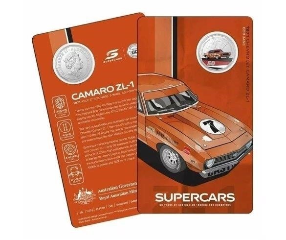 2020 Ram 50C Supercars 1971 Bob Jane Coloured Uncirculated Coin - Carded