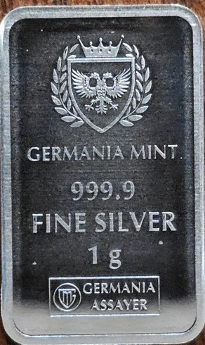 GERMANIA MINT NEW PRODUCT- 1g999.9 FINE SILVER- GERMANIA 1GRAM