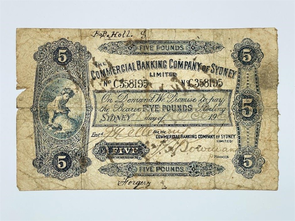 Comm'l Banking Company of Sydney Ltd. contemporary forgery five pounds