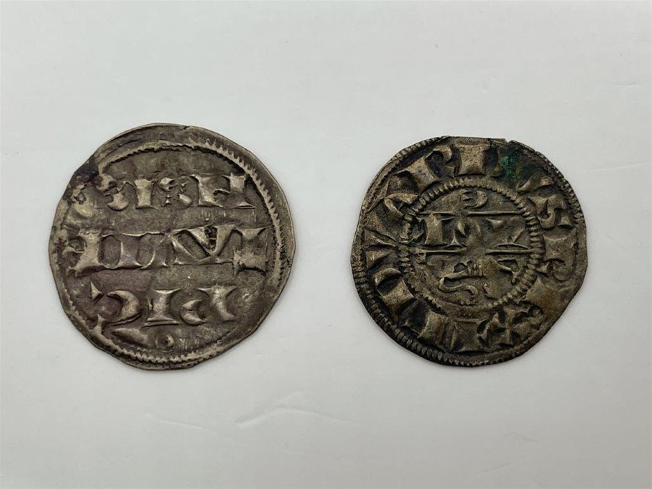 2 x Anglo Gallic silver deniers, c.1189-1307