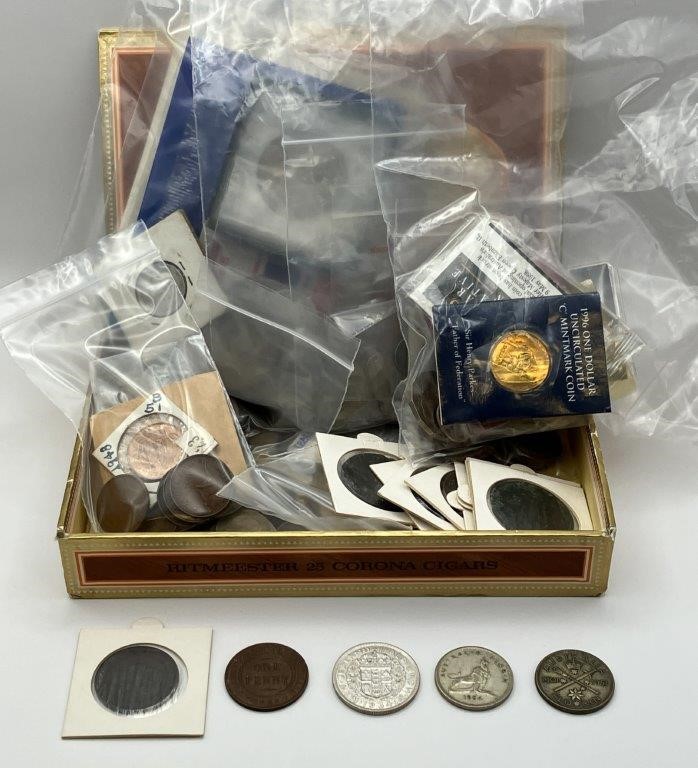 Approx. 100 x Assorted World Coins, Tokens, Medals