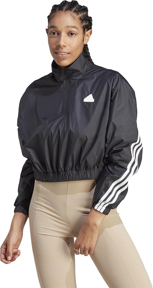 ADIDAS Women's Sportswear Future Icons 3-Stripes Woven 1/4 Zip Jacket, Size