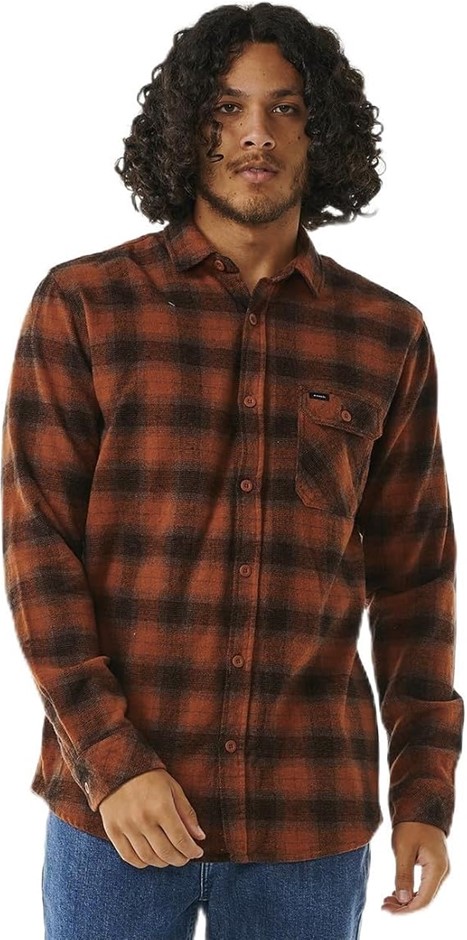 RIP CURL Men's Grinners Flannel Shirt, Size L, Brick, 01MMSH. RRP: $90.  Bu