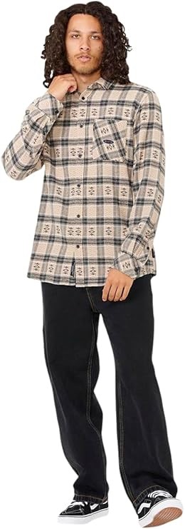 RIP CURL Men's Archive Flannel Shirt, Cement, Size S, 01LMSH. RRP: $90.  Bu