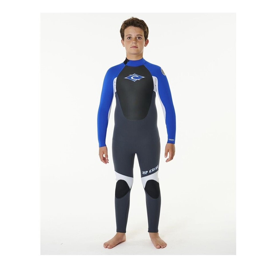RIP CURL Boy's Omega 3/2 Back Zip Steamer Kids Wetsuit, Size 12, Blue / Gre