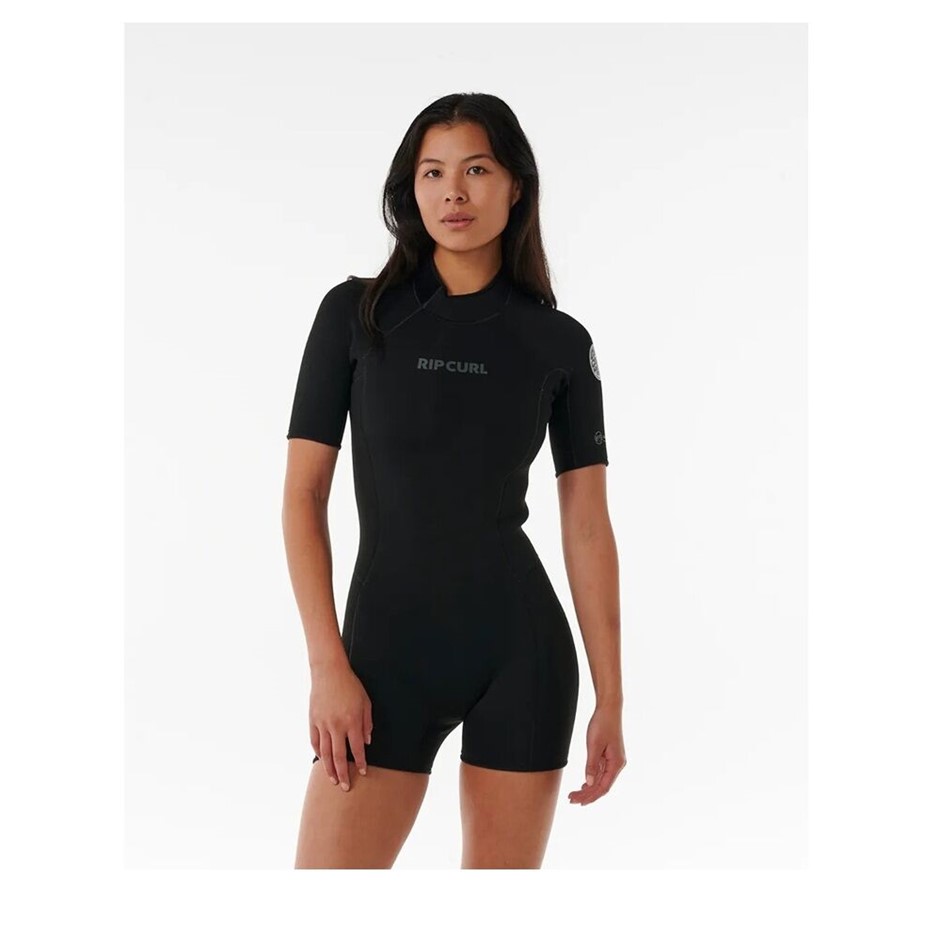 RIP CURL Women's Dawn Patrol 22 Short Sleeves Eco Springsuit, Size 8, Black