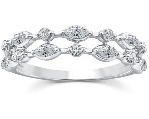 9K WHITE GOLD 0.40ct F VS LAB DIAMOND DAINTY DOUBLE RING