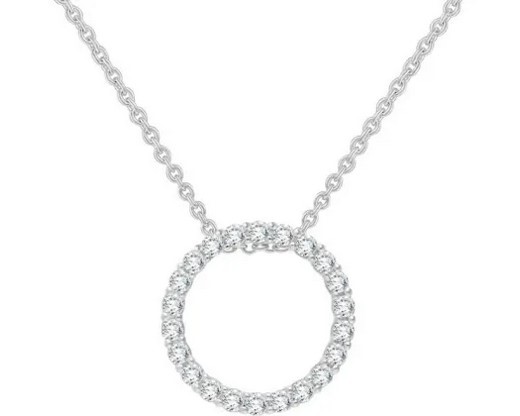 9K WHITE GOLD 0.25ct F VS LAB DIAMOND CIRCLE NECKLACE 40+5cm