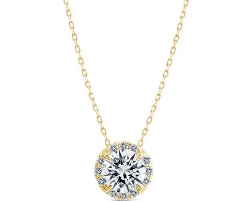 9K YELLOW GOLD 0.53ct F VS LAB DIAMOND ROUND NECKLACE 40-45cm