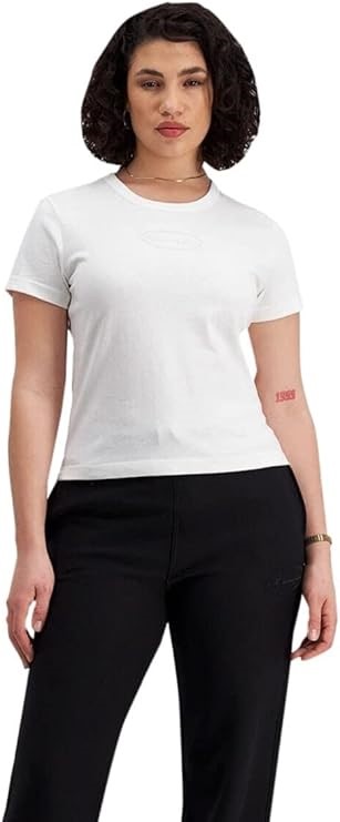 CHAMPION Women's Heritage Slim T-Shirt, Size XS, White, CTA9N. Buyers Note