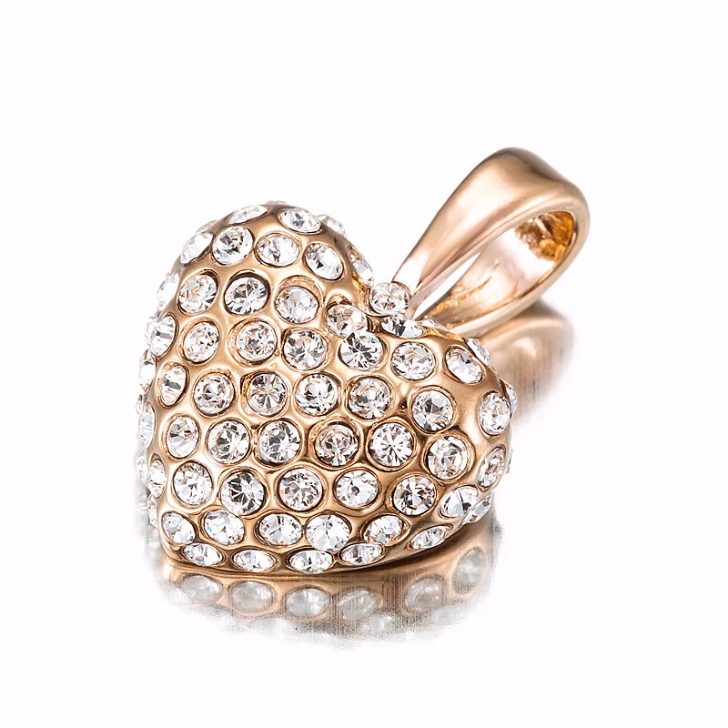 BIJ'OR-18ct Heavy Rose Gold Plated Crystal Heart Pendant - USA,RRP $99