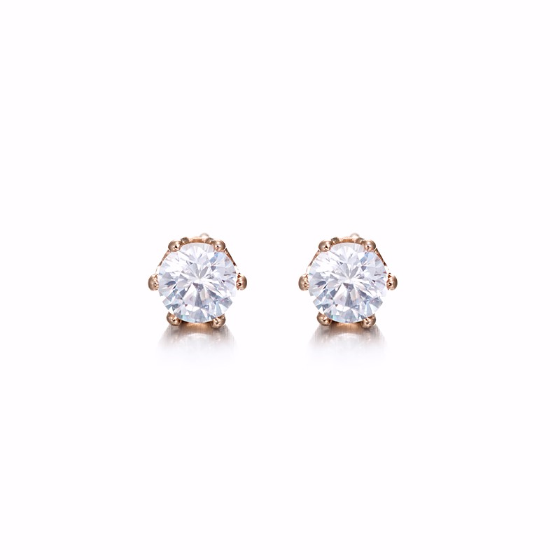 BIJ'OR-18ct Heavy Rose Gold Plated Simulated Diamond Stud Earring,RRP $35