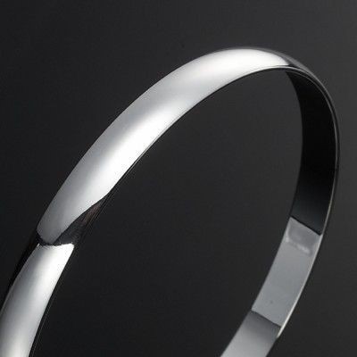 BIJ'OR-7mm Wide 925 Sterling Silver Plated, Plain Bangle - USA,RRP $45